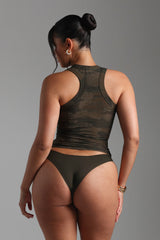 Sheveta T-Shape Micro-Ribbed Tank Top - Veil Camo
