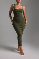Sheveta Form-Ribbed Open-Back Maxi Dress - Cypress