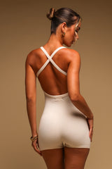 Sheveta Form-Ribbed Cross-Back Romper - Whipped