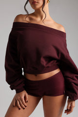 Sheveta Classic Micro-Ribbed Mini Shorts - Black Cherry