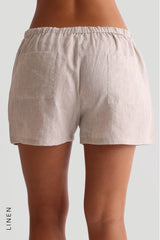 Sheveta Heritage Linen Shorts - Sand