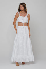 Sheveta Jackson Skirt in White Embroidered Cotton
