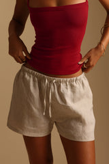 Sheveta Heritage Linen Shorts - Sand