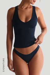 Sheveta Sleeveless V-Neck Tank Top - Navy