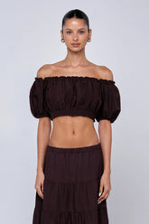 Sheveta Saige Top in Brown Linen