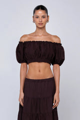 Sheveta Saige Top in Brown Linen