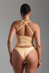 Sheveta Form-Ribbed Cross-Back Tank Top - Honeypeach