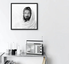 Prince of Peace (Black and White) (Isaiah 9:6) - Framed poster