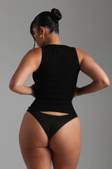 Sheveta Essential Form-Ribbed Tank Top - Black