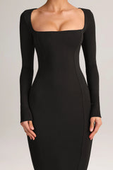 Modal Square-Neck Maxi Dress in Black