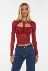 Sheveta Cassie Top in Red Currant
