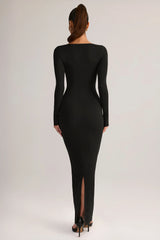 Modal Square-Neck Maxi Dress in Black