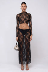Sheveta Sarah Skirt in Black Lace