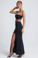 Hardware Detail Cut-Out Maxi Dress in Black