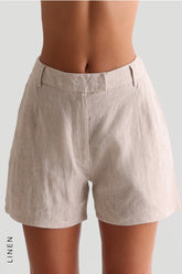Sheveta The Ivy Linen Shorts - Sand