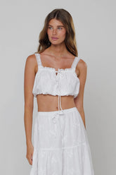 Sheveta Jo Top in White Embroidered Cotton