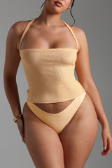 Sheveta Form-Ribbed Cross-Back Tank Top - Honeypeach