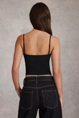 Modal Ruched Underwired Camisole Top in Black