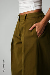 Sheveta The Meridian Wide-Leg Trousers - Olive Oil