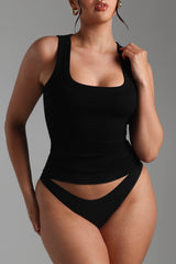 Sheveta Essential Form-Ribbed Tank Top - Black