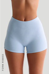 Sheveta Form-Ribbed 3" Shorts - Celeste