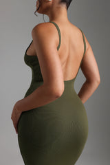 Sheveta Form-Ribbed Open-Back Maxi Dress - Cypress