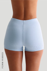 Sheveta Form-Ribbed 3" Shorts - Celeste