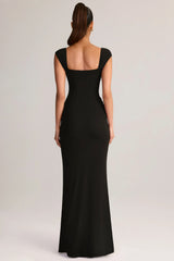 Modal Sweetheart-Neck Maxi Dress in Black