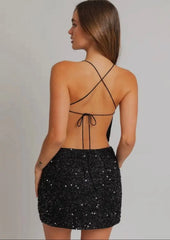 Sheveta Cora Sequin Top - Black