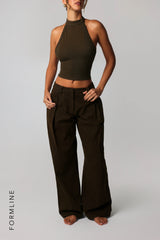 Sheveta The Meridian Wide-Leg Trousers - Brown Sugar