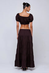 Sheveta Juliana Skirt in Brown Linen