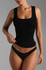 Sheveta Essential Form-Ribbed Tank Top - Black