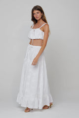 Sheveta Jackson Skirt in White Embroidered Cotton