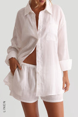 Sheveta The Oversized Linen Button-Down Top - White