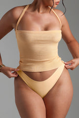 Sheveta Form-Ribbed Cross-Back Tank Top - Honeypeach