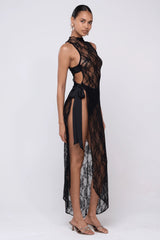 Sheveta Bow Dress in Black Lace