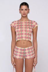 Sheveta Baby Tee Mesh in Plaid