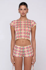 Sheveta Baby Tee Mesh in Plaid