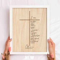 Cross Wood Background (I am) - Custom Poster