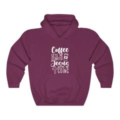 Coffee Gets Me Started Jesus Keeps Me Going Unisex Hoodie