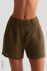 Sheveta The Ivy Linen Shorts - Terra