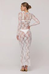 Sheveta Audrey Lace Dress in White Lace