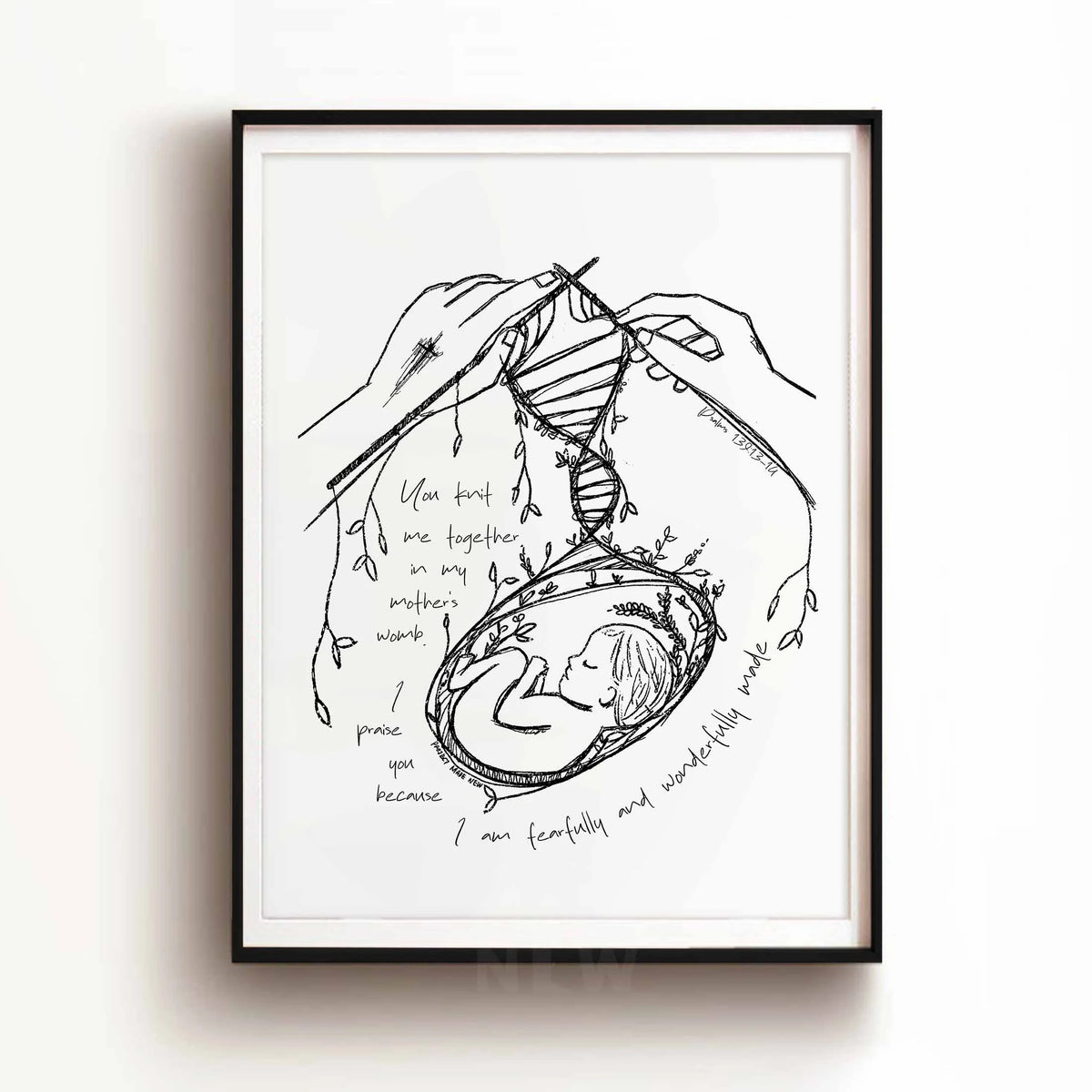 Knit Together (B&W With Verse) - Framed Print