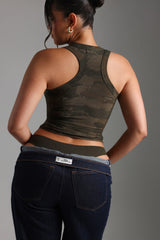 Sheveta T-Shape Micro-Ribbed Tank Top -  Veil Camo