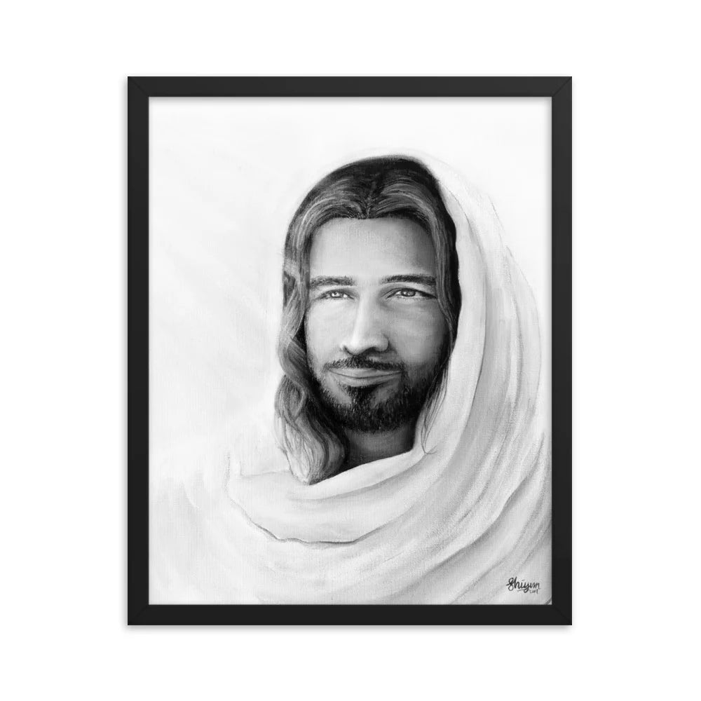 Prince of Peace (Black and White) (Isaiah 9:6) - Framed poster