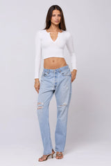 Sheveta Henley Rib in White
