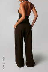 Sheveta The Meridian Wide-Leg Trousers - Brown Sugar
