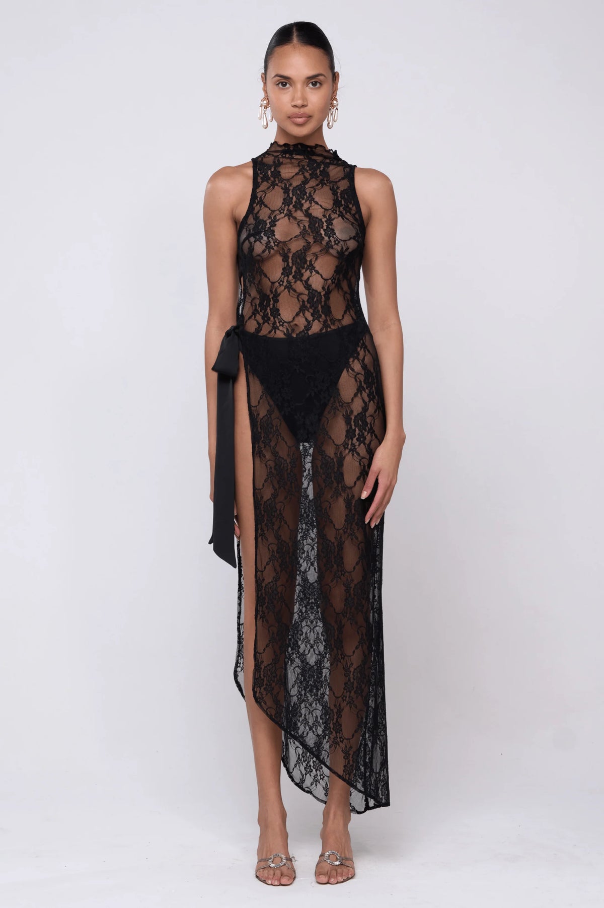 Sheveta Bow Dress in Black Lace