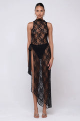 Sheveta Bow Dress in Black Lace
