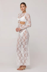 Sheveta Audrey Lace Dress in White Lace